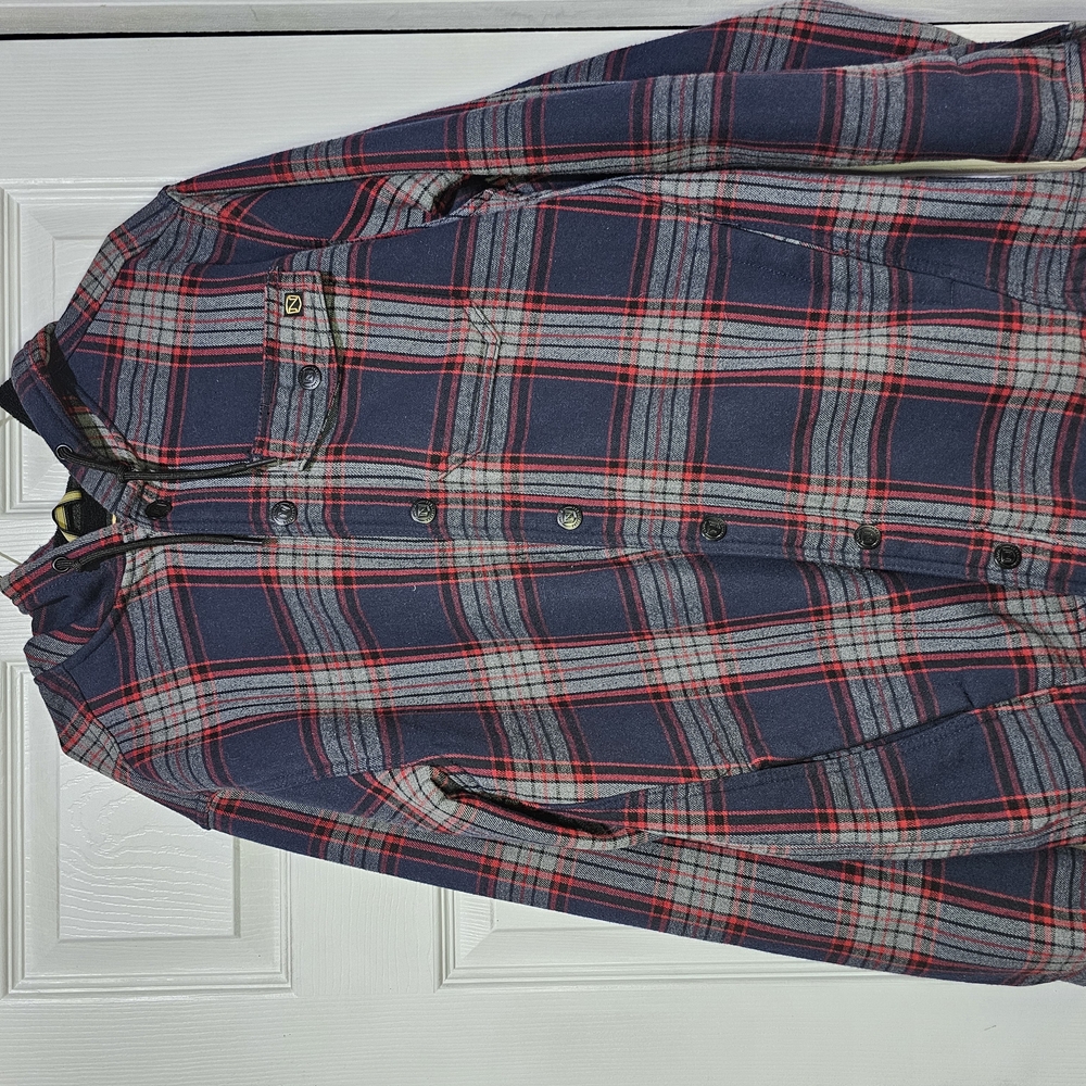 Noble Outfitters Plaid Button-Up Jacket - Red and Blue